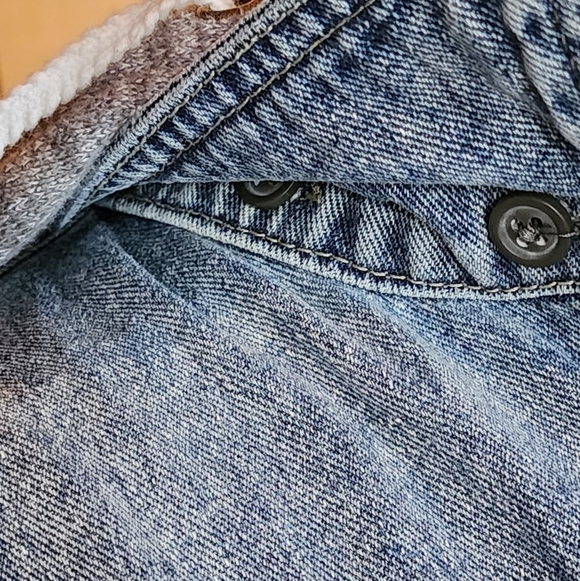 Free People Hooded Denim Jacket 100% Cotton Distressed Removable Hood Size M - Picture 7 of 9